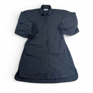 Modern Citizen Black Puff Sleeve Poplin Button Shirt Dress Minimalist Chic S